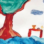 Zeichnung aus dem Kunstprojekt zu Psalm 23, in der Broschüre „Vertrauen finden im Vertrauten“ zum Demenz-Schwerpunkt der ELKB. Repro: evso