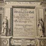 Detail der „Praxis Pietatis Melica“ von Johann Crüger mit vielen Texten von Paul Gerhardt: Diese Sammlung war eine der langlebigsten und erschien bis 1736, Ausgabe von 1690. Gesangbucharchiv der Uni Mainz. Foto: epd/F