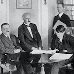 Teil der irischen Verhandlungsdelegation am 6.12.1921