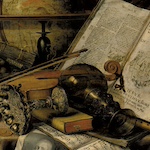 Edwaert Collier: Vanitas (Eitelkeit)-Stillleben, 1662: Was zählt? Musik, Gedrucktes oder Erforschtes (Detail)? Bild: Metropolitan Museum of Art New York (akg)